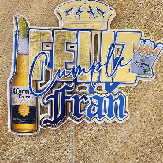 Cake Topper Feliz Cumple de Cerveza Corona