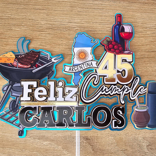 Cake Topper Feliz Cumple Personalizado de Argentina