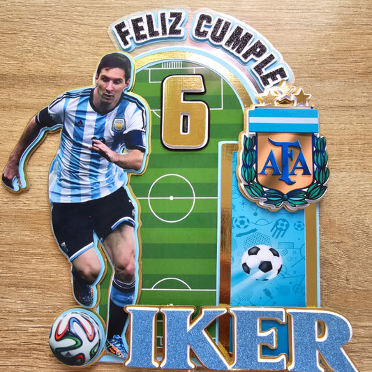 Cake Topper Sencillo de Messi y la Seleccion Argentina